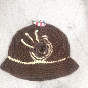 Brown and Cream Knit Hat